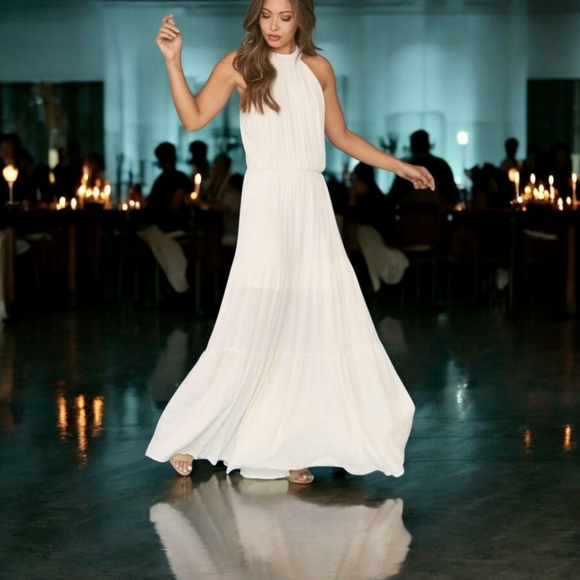 Betsey Johnson Dresses & Skirts - BETSEY JOHNSON BLOUSON WHITE MAXI DRESS NWT!